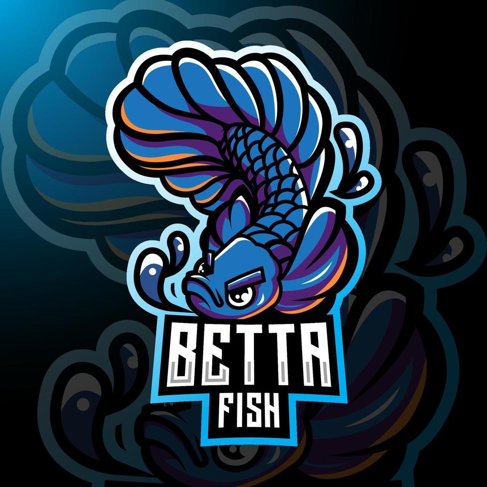 Betta fish esport mascot logo vector