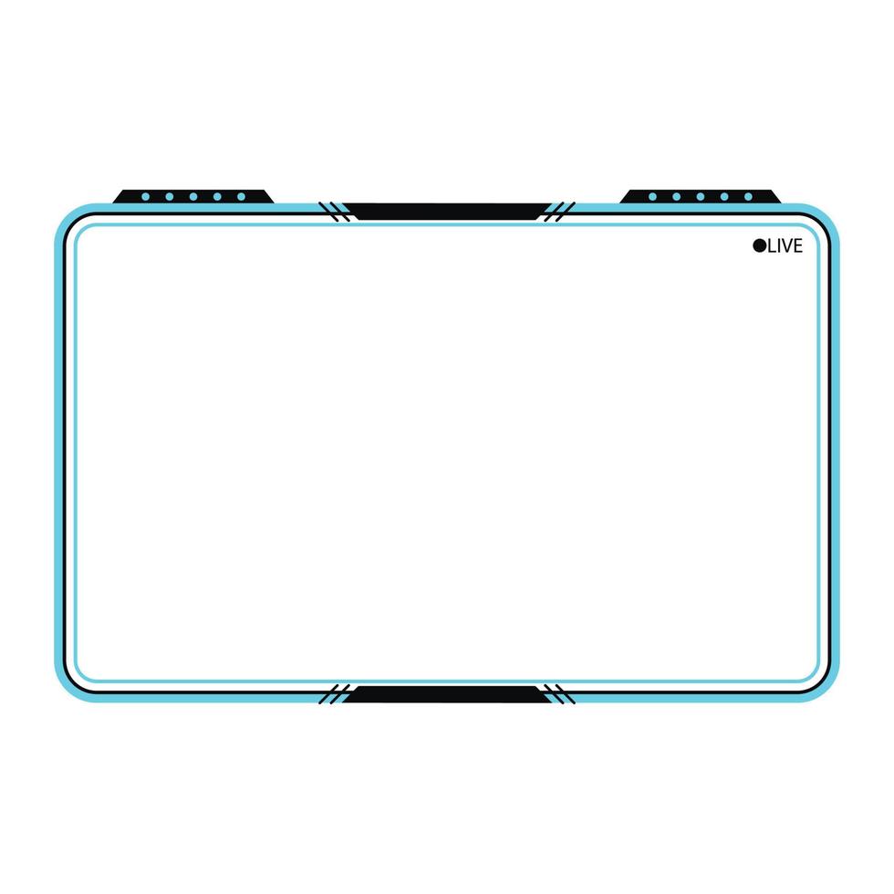 Gaming frame overlay for the live streamer. Stylish Gamer overlay for live streamers. Cyan color stylish live gaming overlay frame with black shade. Live stream overlay for online gamers. vector