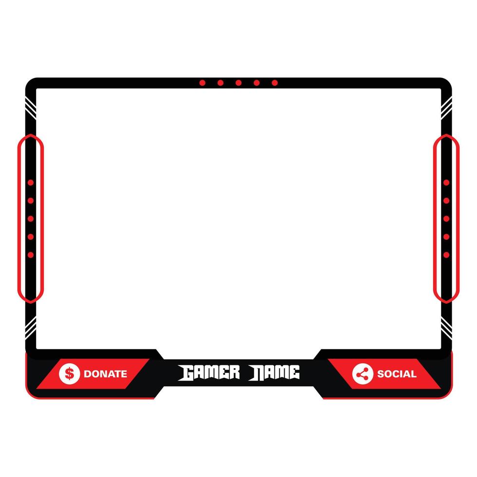 Gaming frame overlay for the live streamer. Gamer overlay for live streamers, black and red color stylish live gaming overlay frame. vector