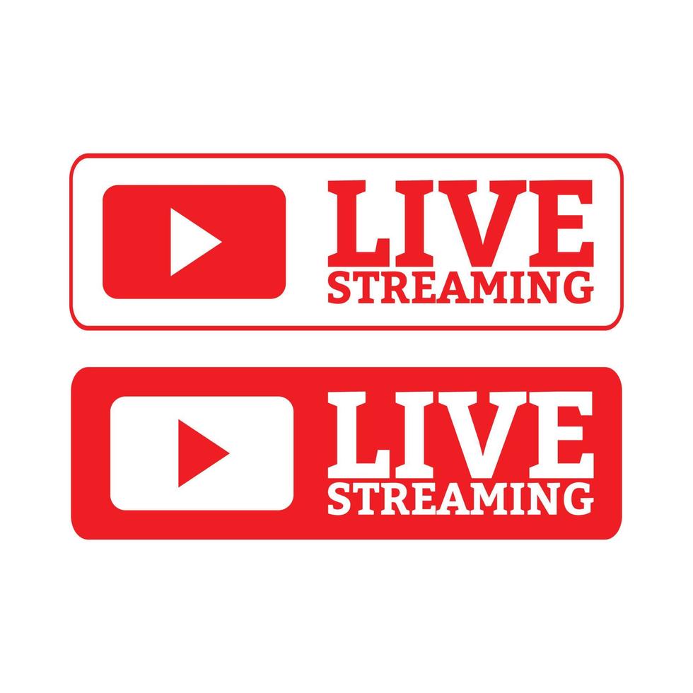 Live streaming icon design for the broadcast system. Stylish live streaming icon with red color shade. Red live lower third button design. vector