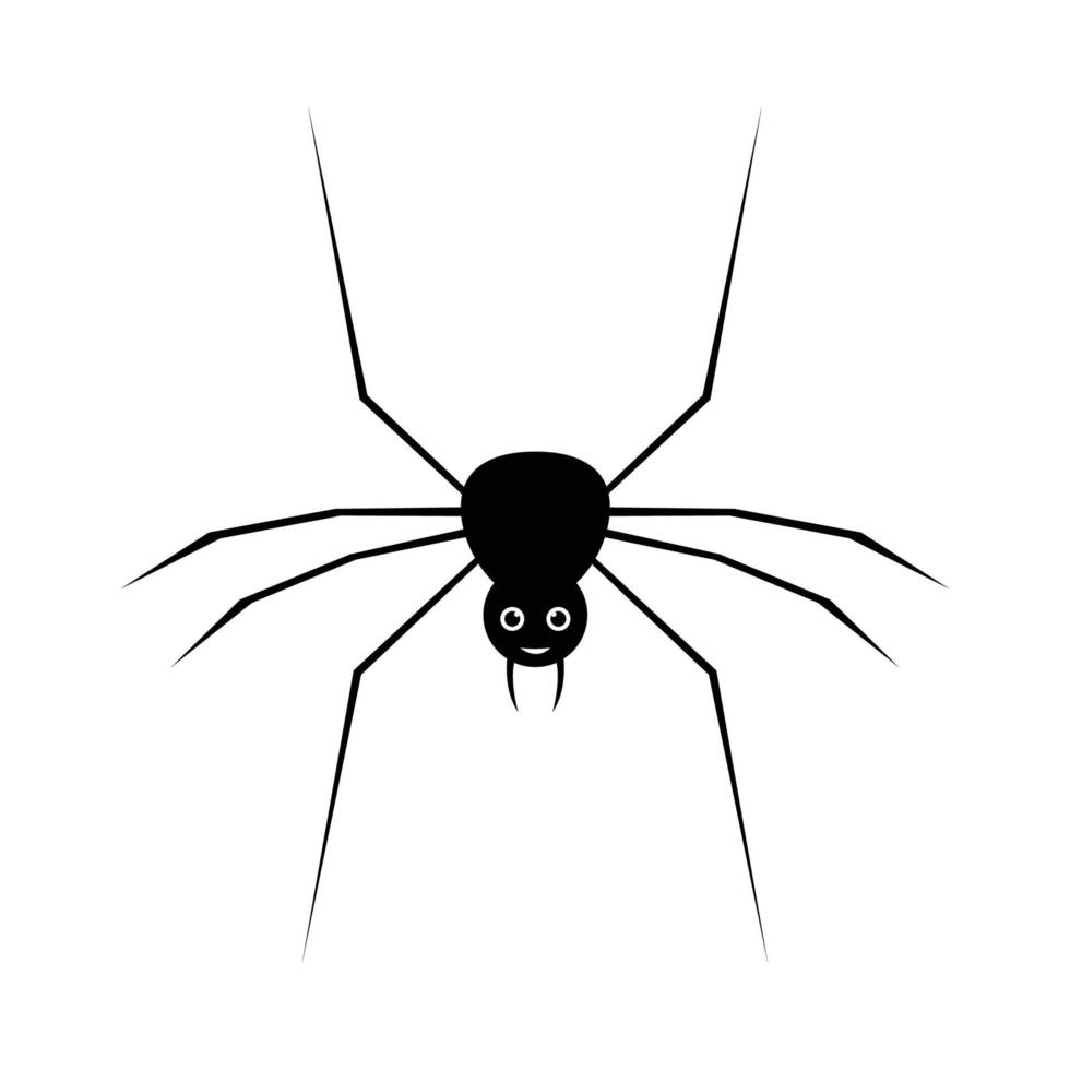 araña negra aterradora de halloween con patas largas vector con una cara aterradora. diseño de ilustración de Halloween con el vector de araña negra. viejo diseño de araña aterradora con una cara aterradora.