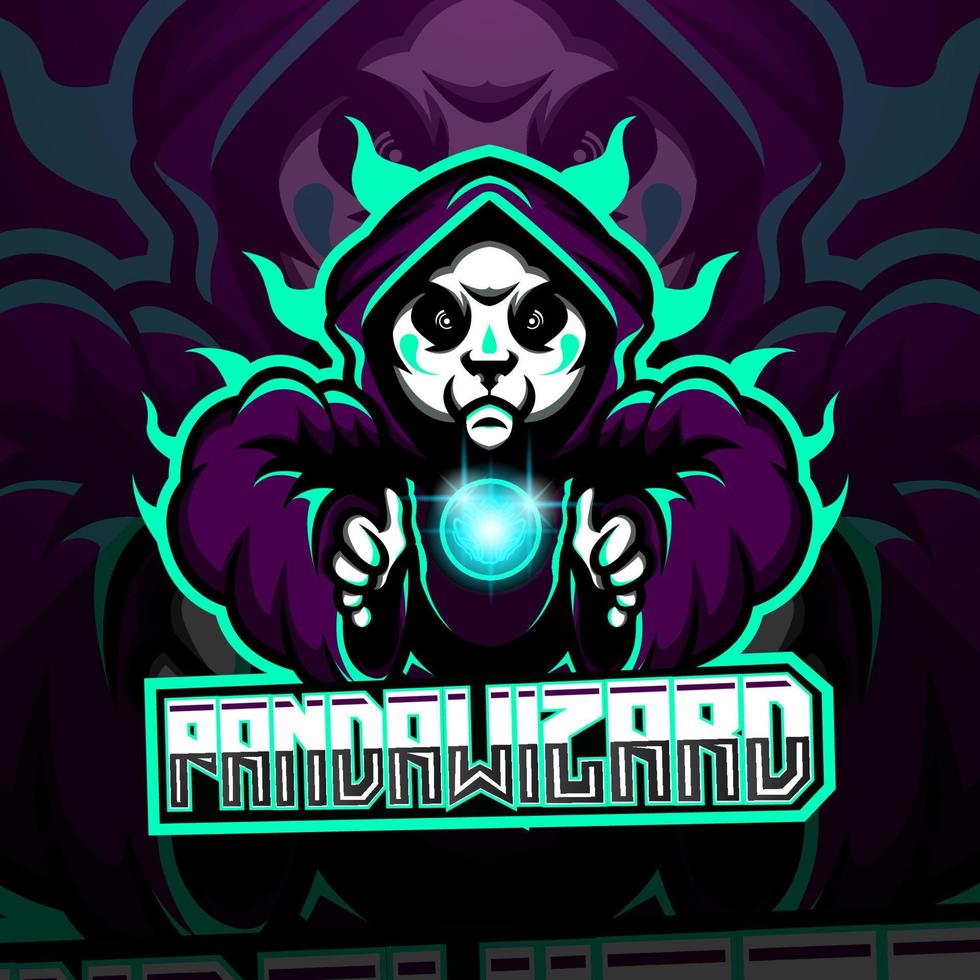 logotipo de la mascota del esport del mago panda vector