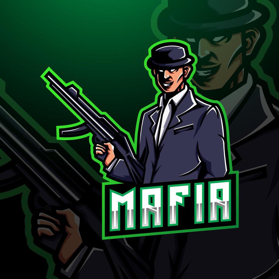 mafia esport mascot logo diseño de juegos vector