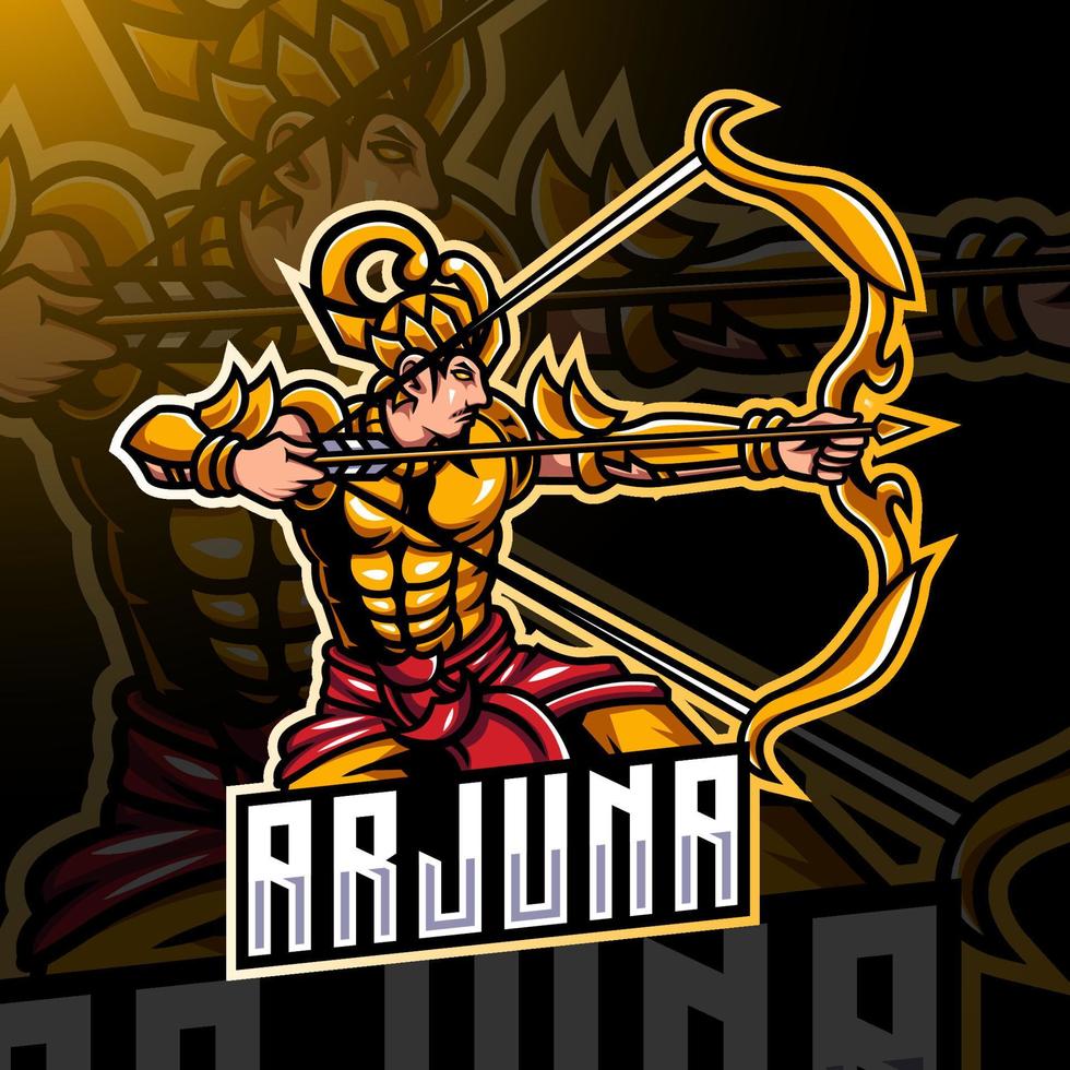 Arjuna archer esport mascot logo design vector