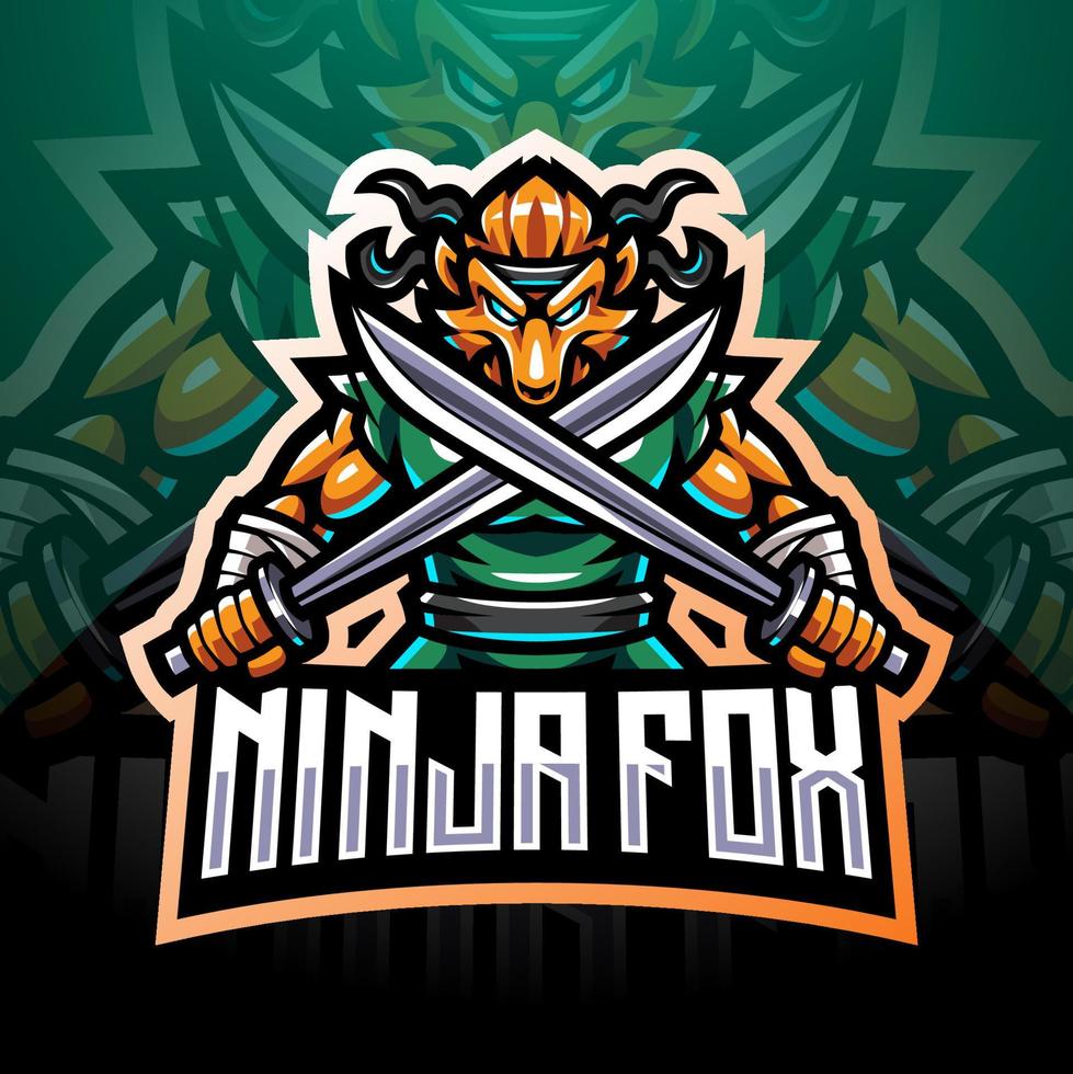 Ninja fox esport mascot logo design vector