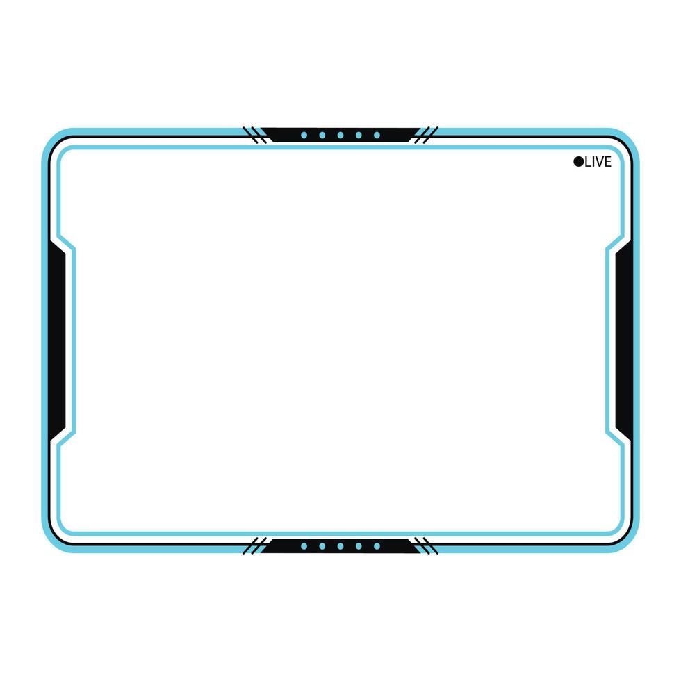 Stylish gaming frame overlay for the live streamer. Digital style gamer overlay for live streamers. Cyan color stylish live gaming overlay frame with black shade. Live stream overlay for online gamers vector