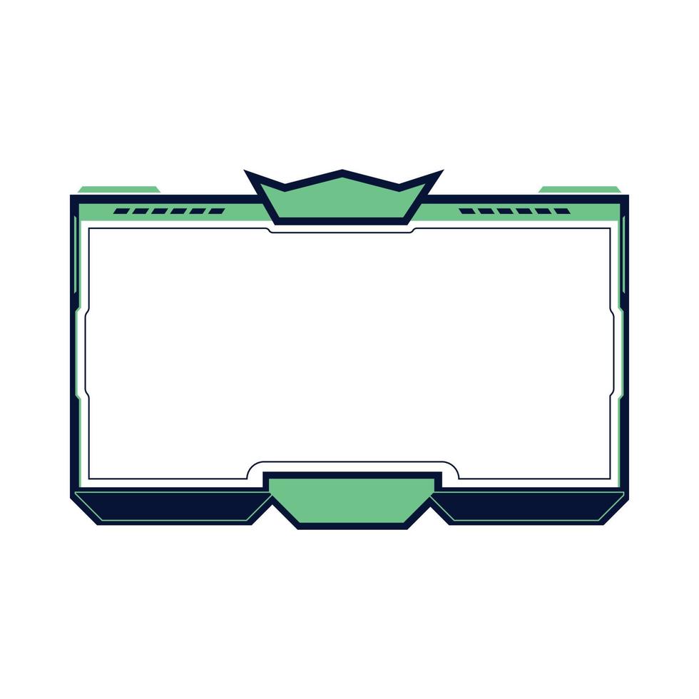 Screen overlay for live streamers vector illustration. Gaming frame overlay design with green and black color shade and king crown. Stylish overlay for live streamers vector illustration.