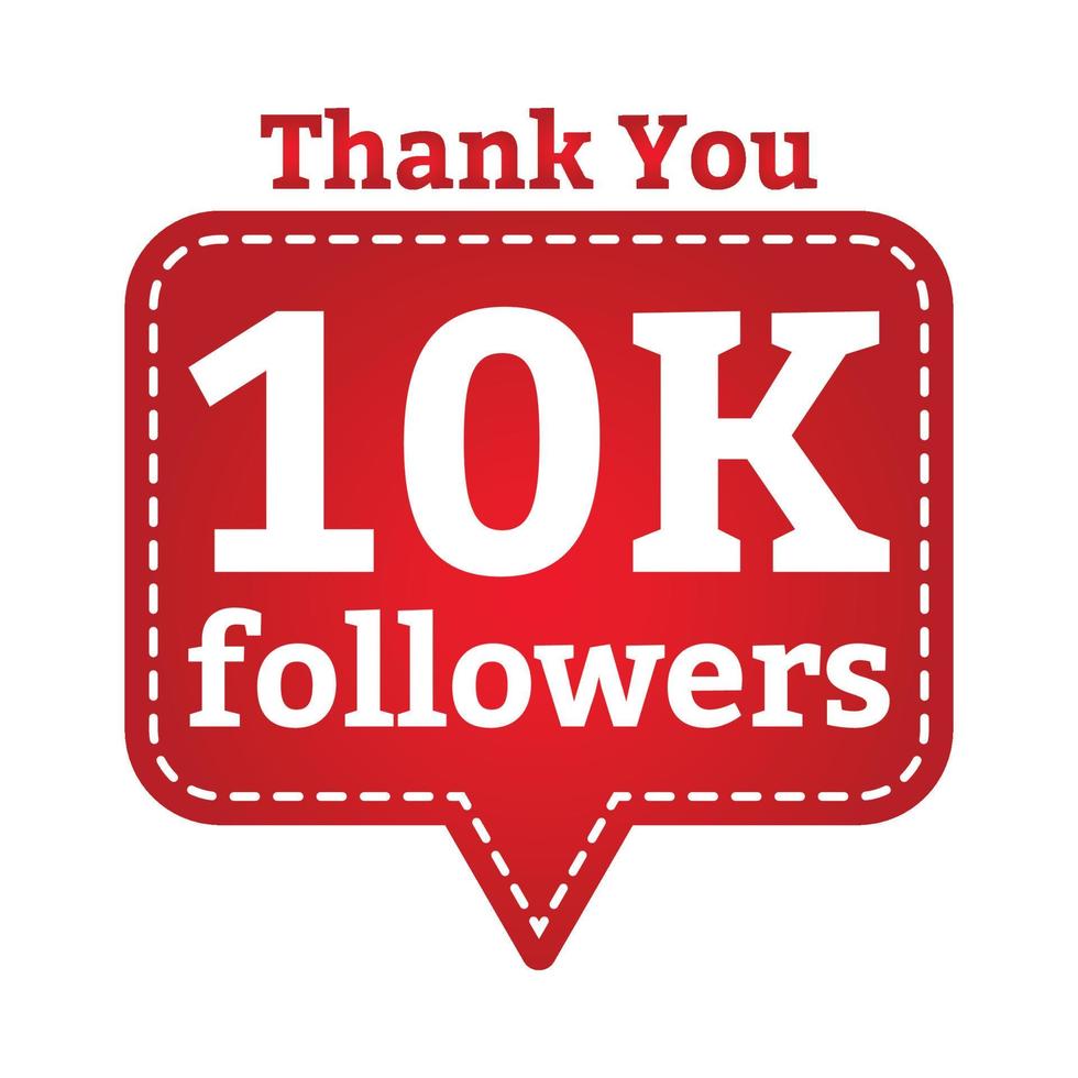 10K followers button collection. Social media follow button with red color shade. Thanksgiving vector design for social media 10K followers celebration.