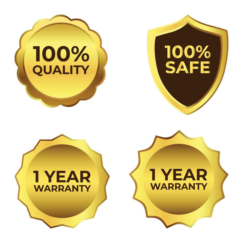 Royal golden warranty badge collection, Golden color shade with warranty shield, Special gold badge collection. vector