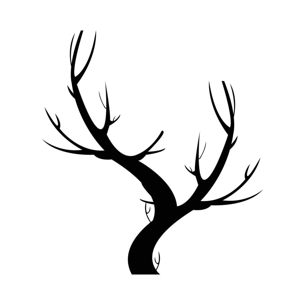 diseño de silueta de árbol muerto de halloween con sombra de color negro oscuro. Diseño aterrador de Halloween para eventos de Halloween con ilustración de vector de árbol seco. diseño de vector de árbol embrujado de miedo sobre un fondo blanco.