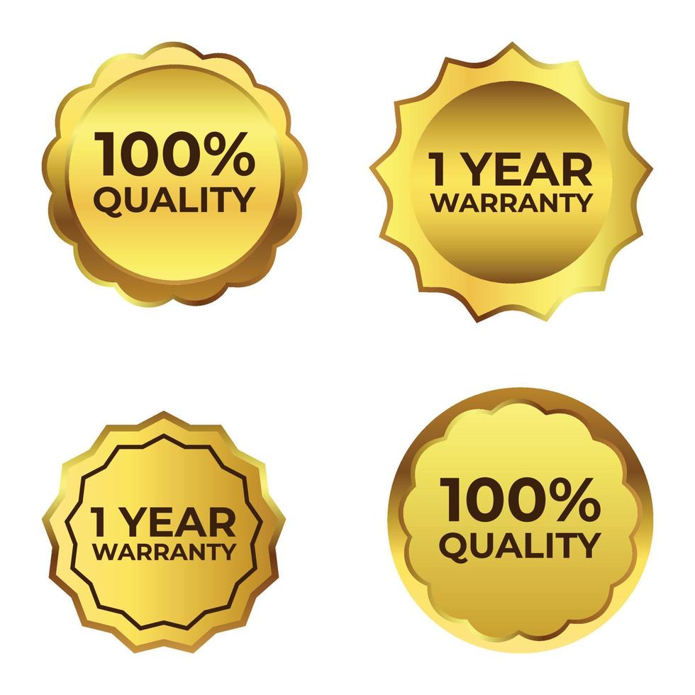 Luxurious warranty gold badge collection, Golden color shade with warranty badge, Special badge collection. vector