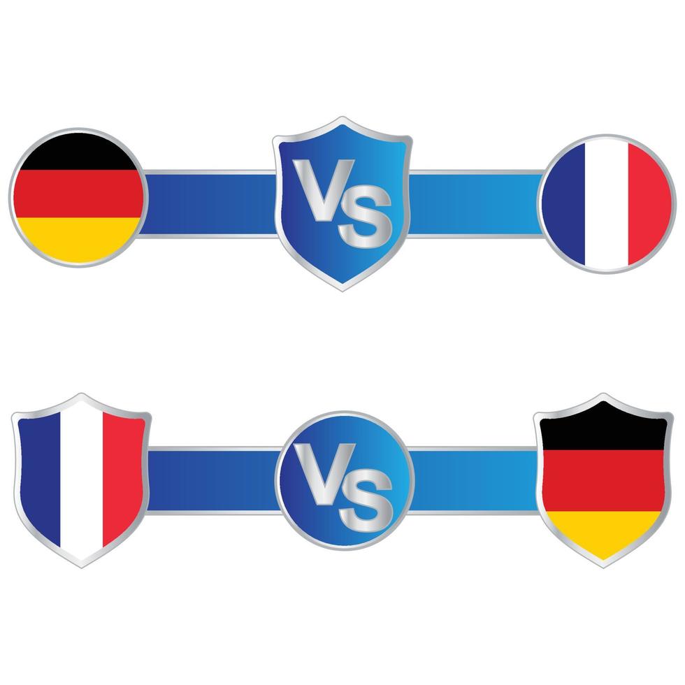 marcador de forma múltiple francia vs alemania con plantilla de tercios inferiores de color azul para deportes como el fútbol y el fútbol. plantilla de tercios inferiores de difusión de marcador de ilustración vectorial. vector