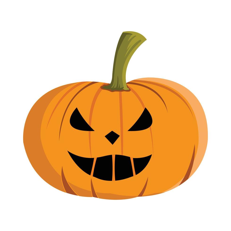 diseño de calabaza aterradora de halloween con una boca espeluznante sobre un fondo blanco. diseño de farol de calabaza para el evento de halloween con color naranja y verde. diseño de elementos de disfraces de halloween. vector