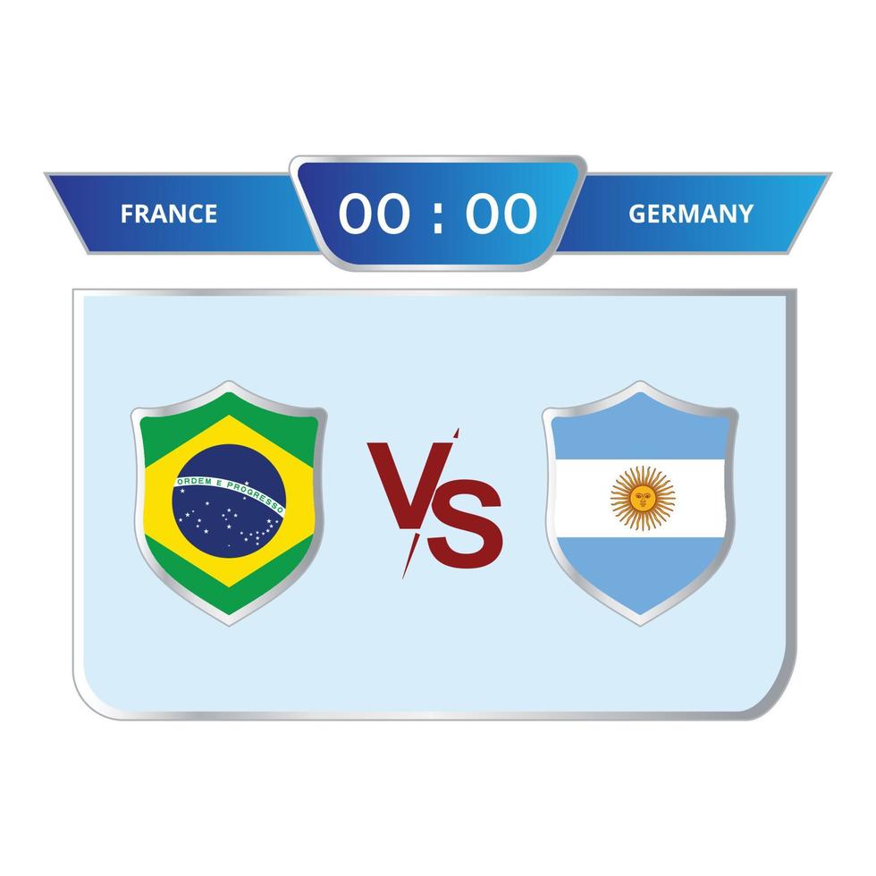 Football game scoreboard stylish collection. Soccer scoreboard with blue color shade. Sports scoreboard with national flag. Brazil VS Germany match lower third overlay with blue shade. vector