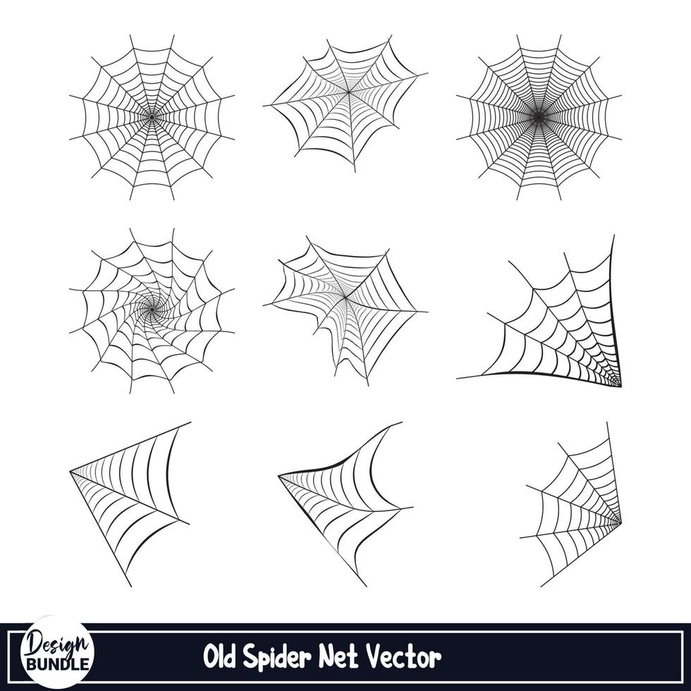 Halloween scary spider web silhouette design on a white background. Spider web vector design with dark black color. Halloween spider web silhouette collection design.