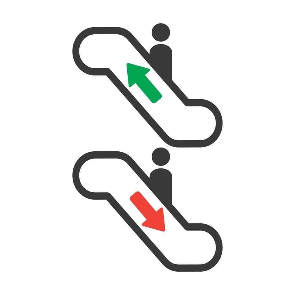 vector illustration of escalator icon up and down, flat escalator design
