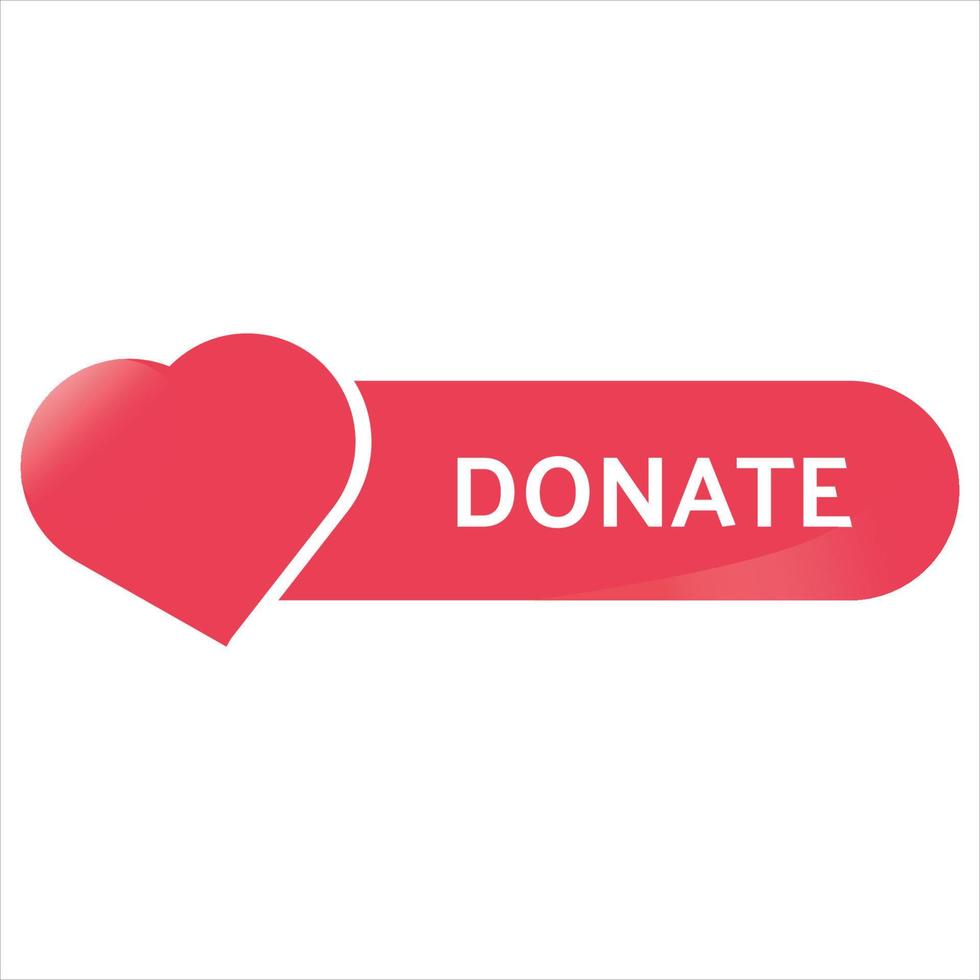 Donate button with love red color vector