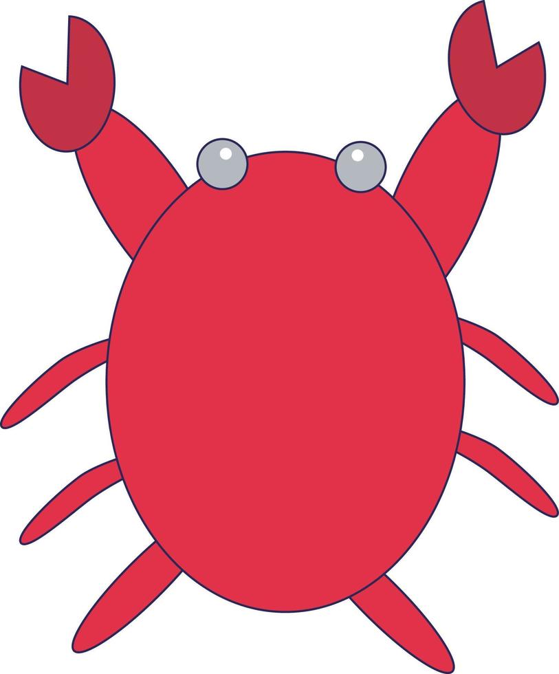 Crab animal red color cartoon design for kids vector