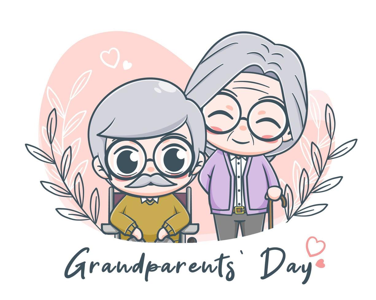 Grandparents day cartoon illustration vector