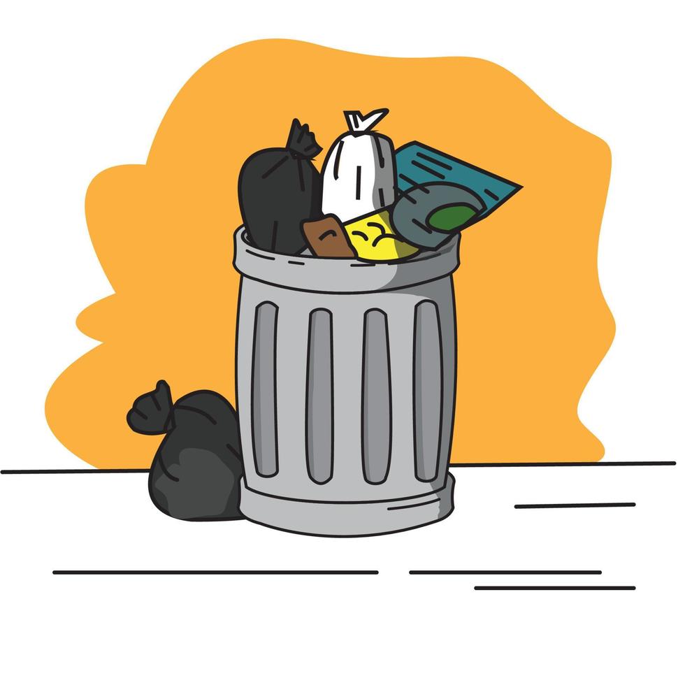 dirty trash can vector illustration