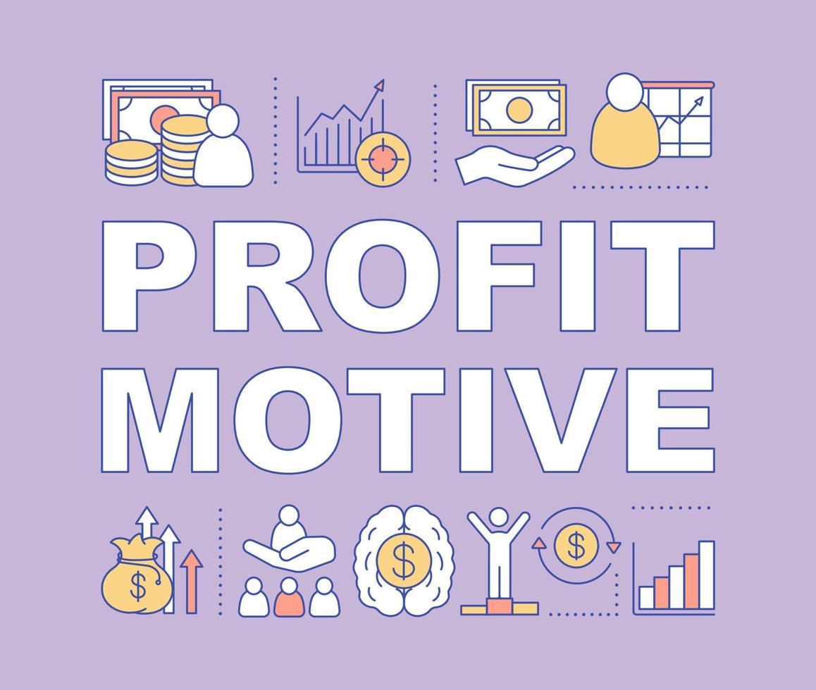 Profit motive word concepts banner. Achievement. Business success. Isolated lettering typography idea with linear icons. Finance management. Goal achieving. Vector outline illustration