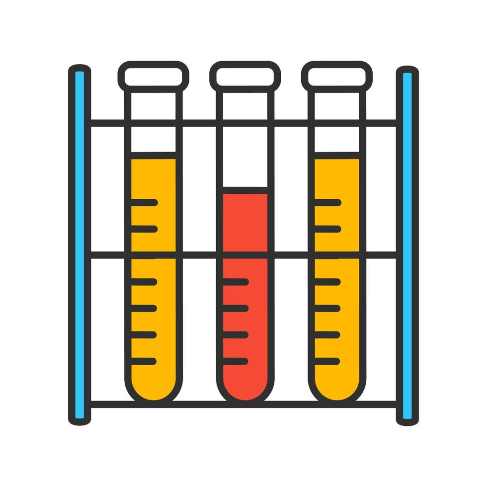 Lab analysis color icon. Blood test. Laboratory diagnostics. Test tubes