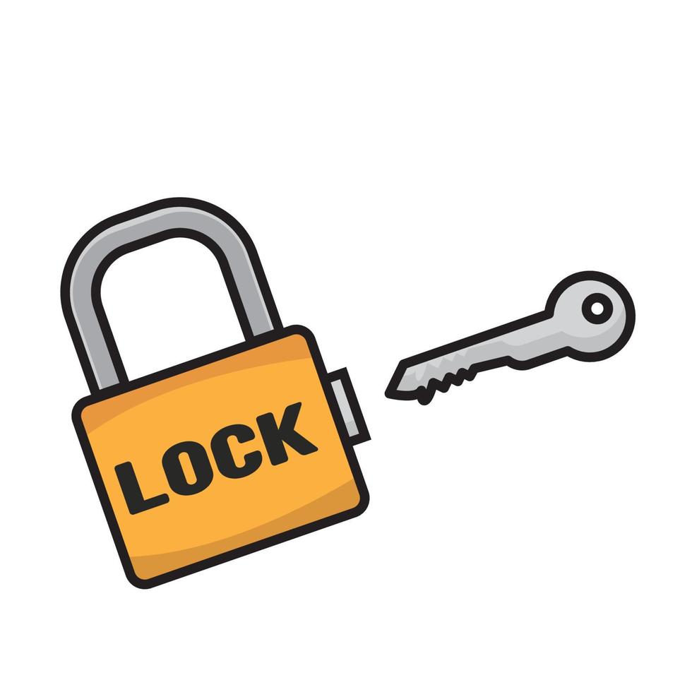 simple template padlock key vector illustration