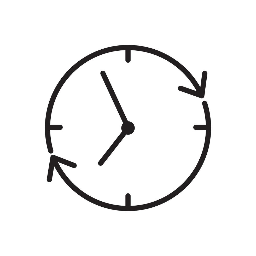 clock template icon and restart symbol, editable line vector