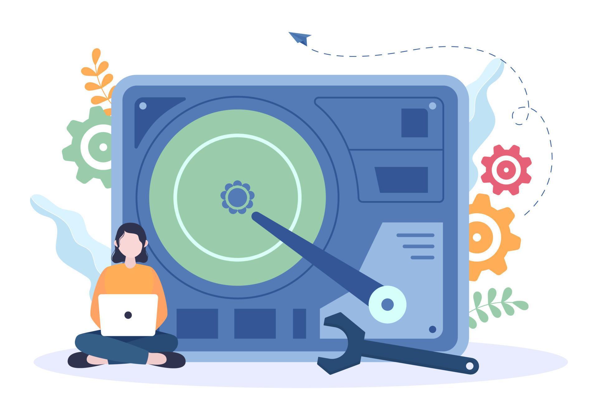 Computer Repair or Service Flat Cartoon Illustration with Tools ...