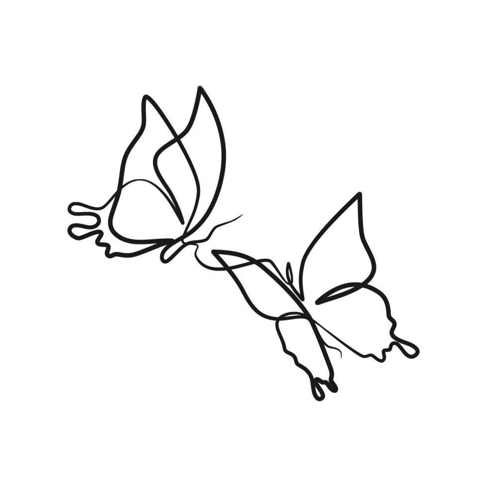 Butterfly continuous one line art drawing vector