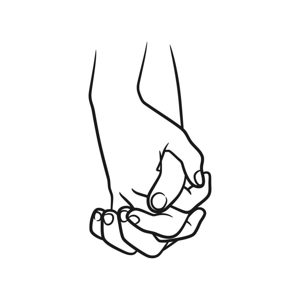 Hands couple line art illustration vector