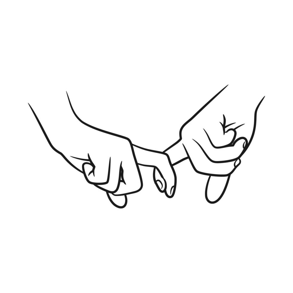 Hands couple line art illustration vector