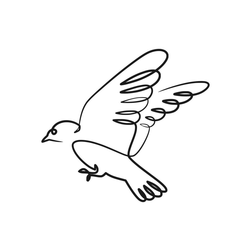 Continuous one line art drawing of bird vector