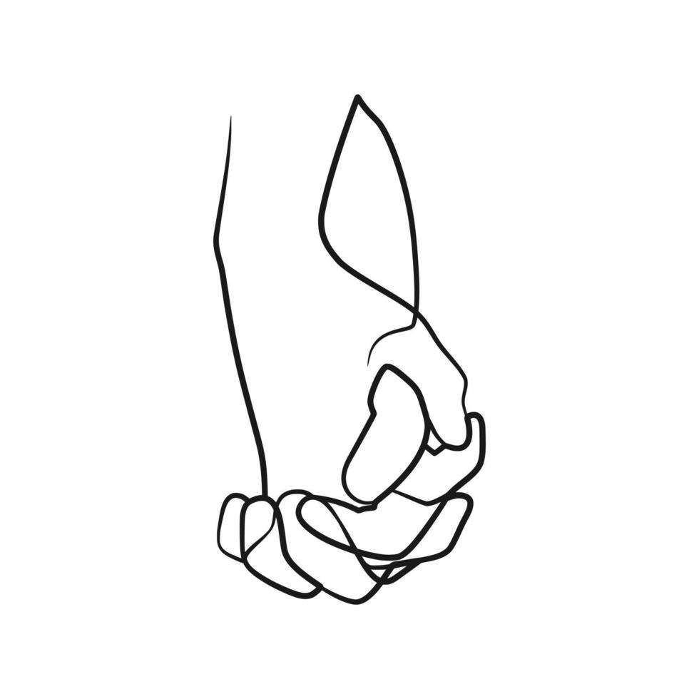 Continuous one line art drawing hands couple vector