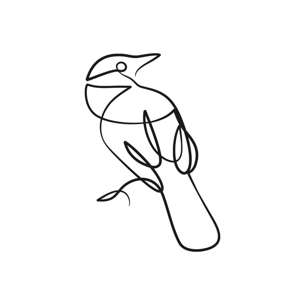 Continuous one line art drawing of bird vector