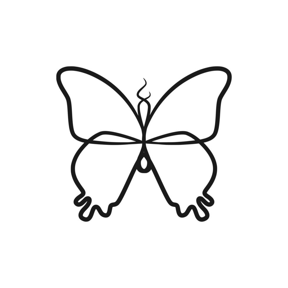 dibujo de arte de una línea continua de mariposa vector