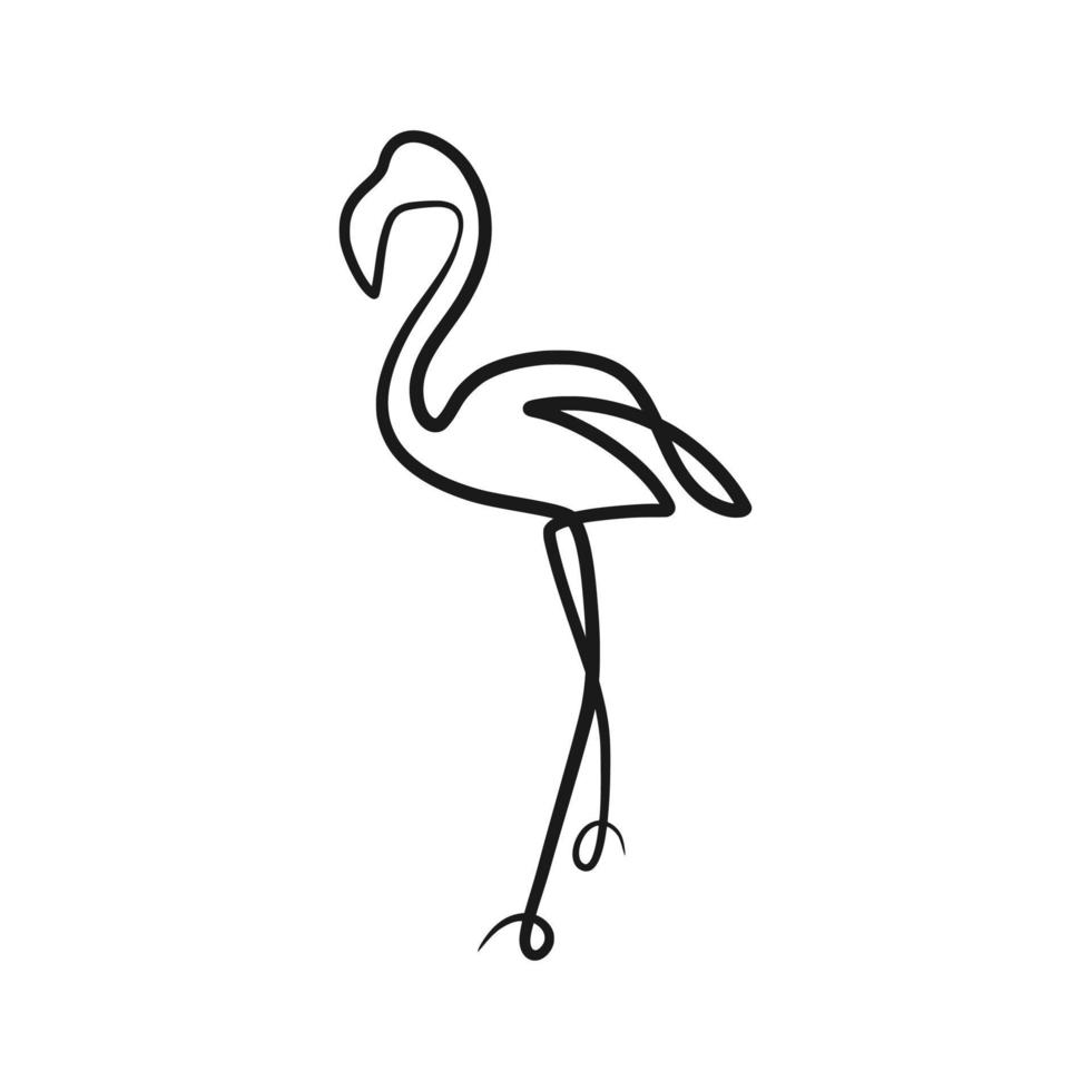 Flamingo continuous one line art drawing vector