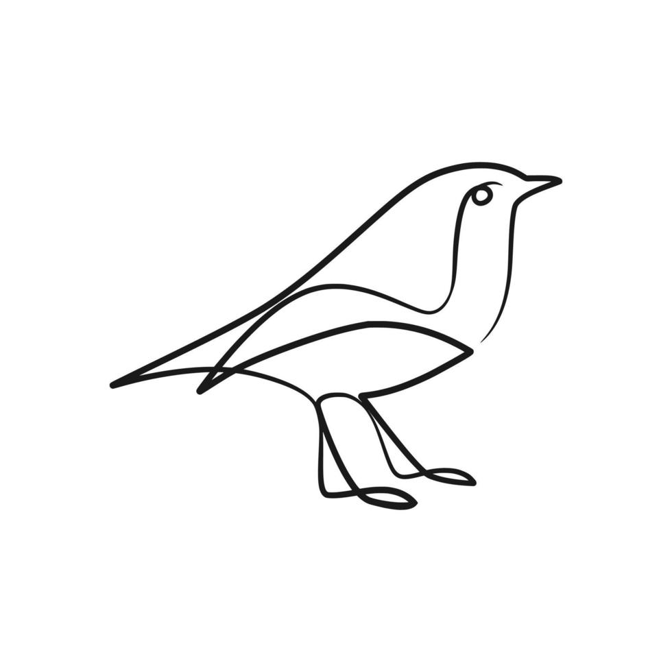 Continuous one line art drawing of bird vector