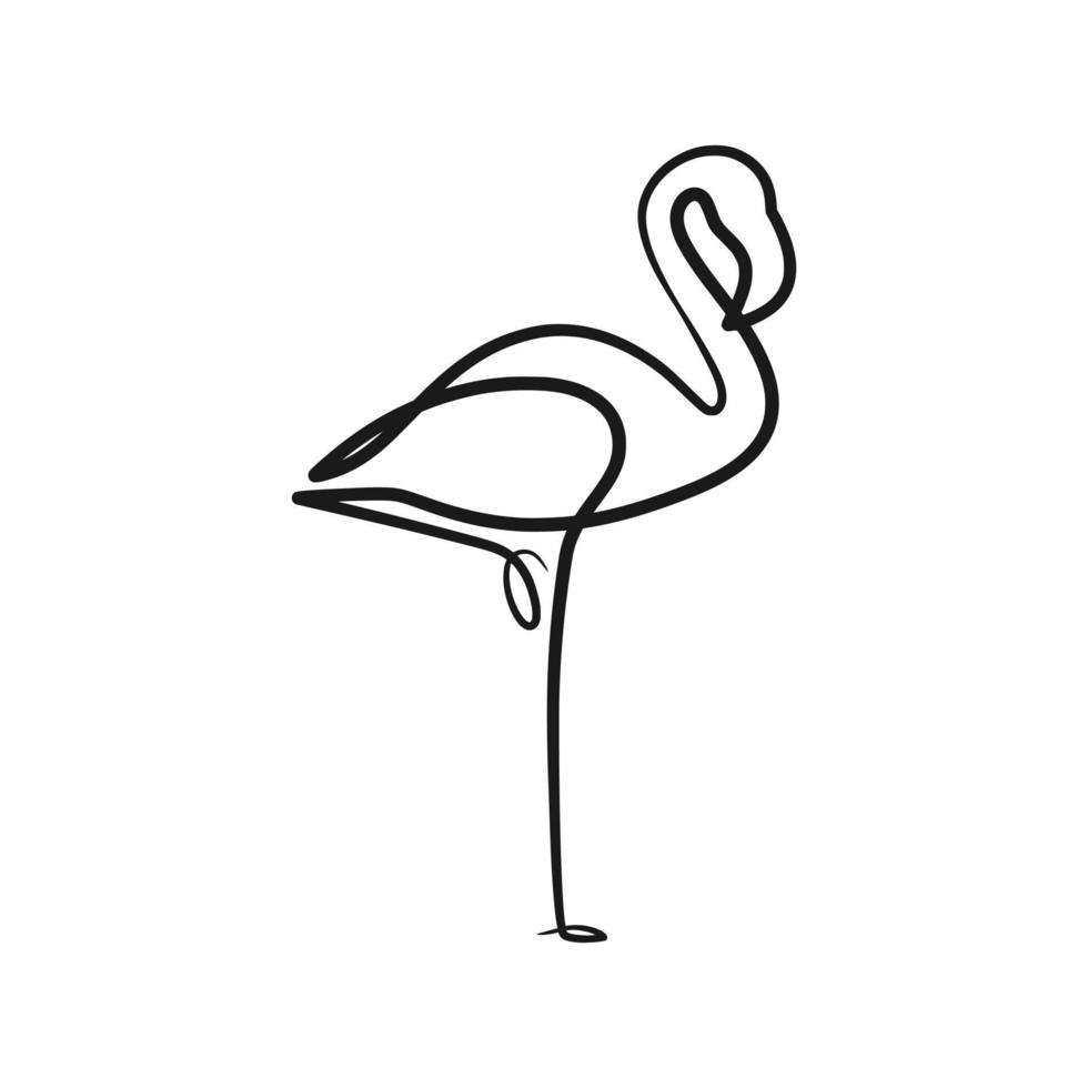 Flamingo continuous one line art drawing vector