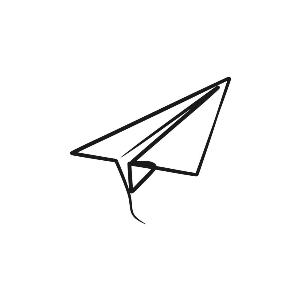 Continuous one line art drawing of paper plane vector
