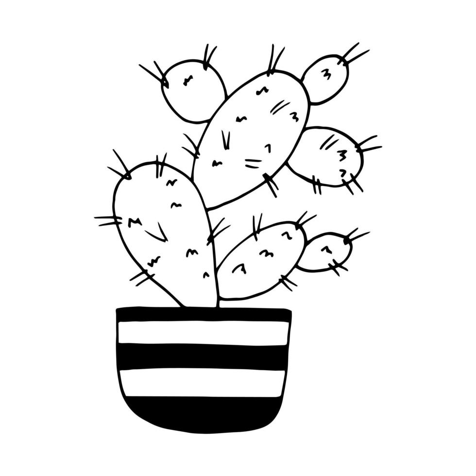 cactus in a pot icon hand drawn. , minimalism, scandinavian, monochrome, nordic. sticker plant flower succulent vector
