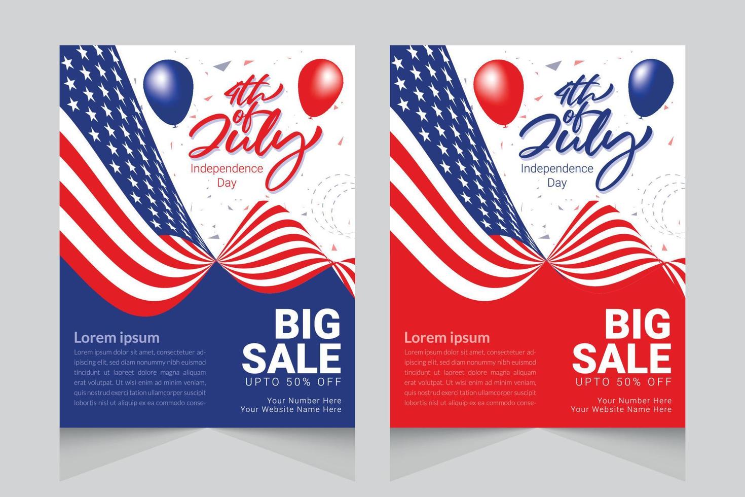 4th July Independence Day big sale poster design template vector
