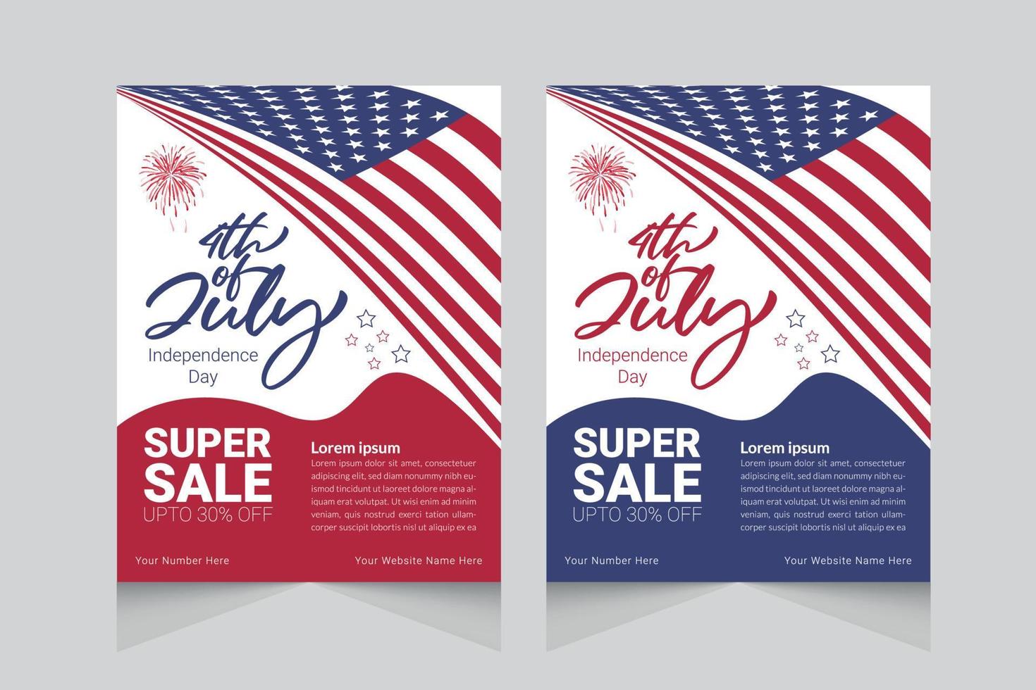 4th July Independence Day super sale poster design template vector