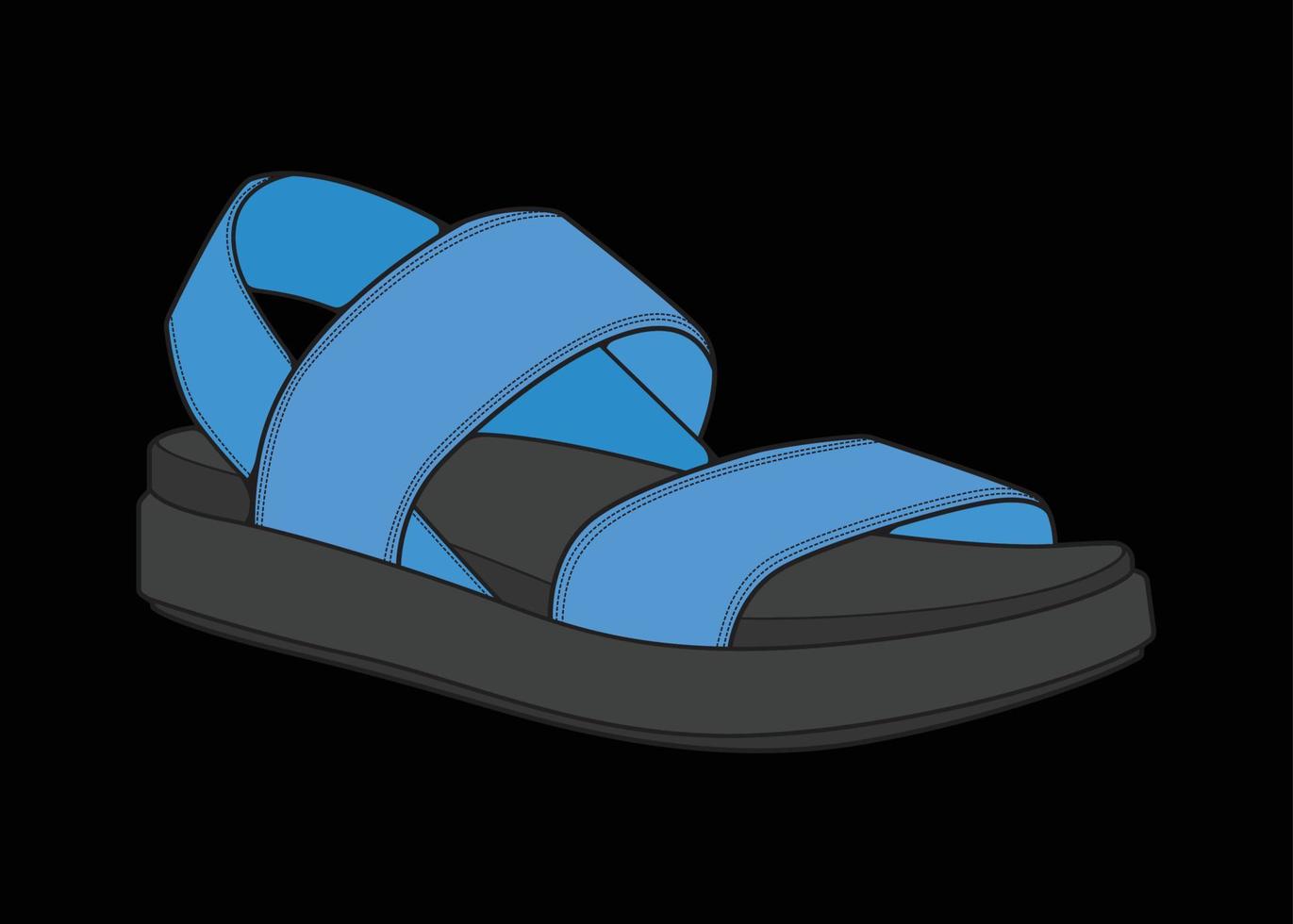 strap sandals multicolor drawing vector, strap sandals in a multicolor style, vector Illustration. with black background