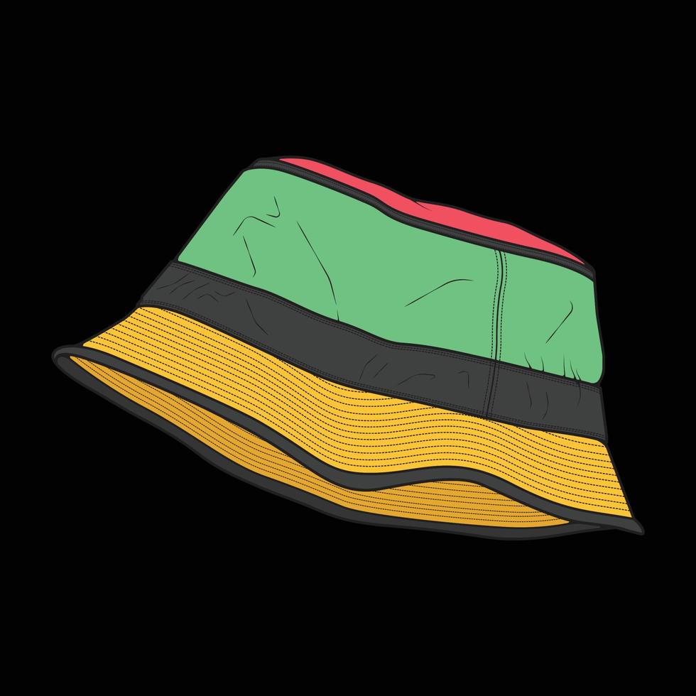 bucket hat outline color block vector, bucket hat in a full color style, trainers template outline, vector Illustration.