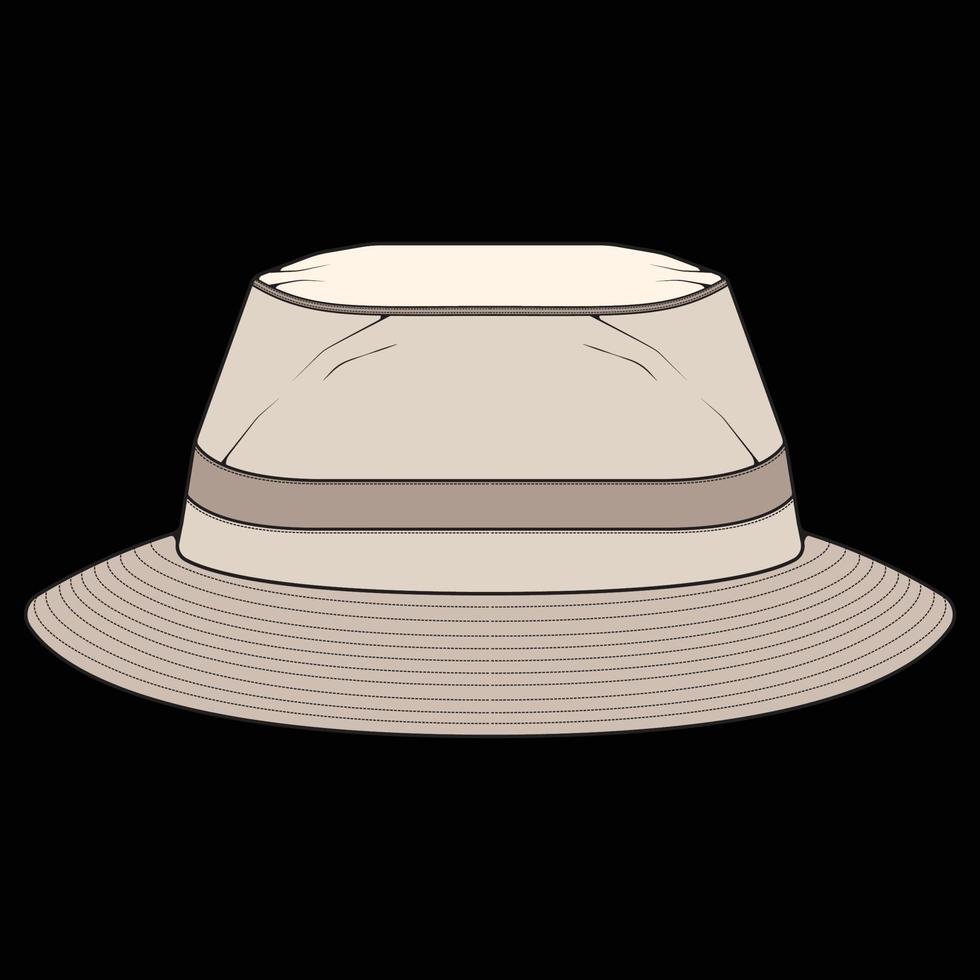 bucket hat outline color block vector, bucket hat in a full color style, trainers template outline, vector Illustration.