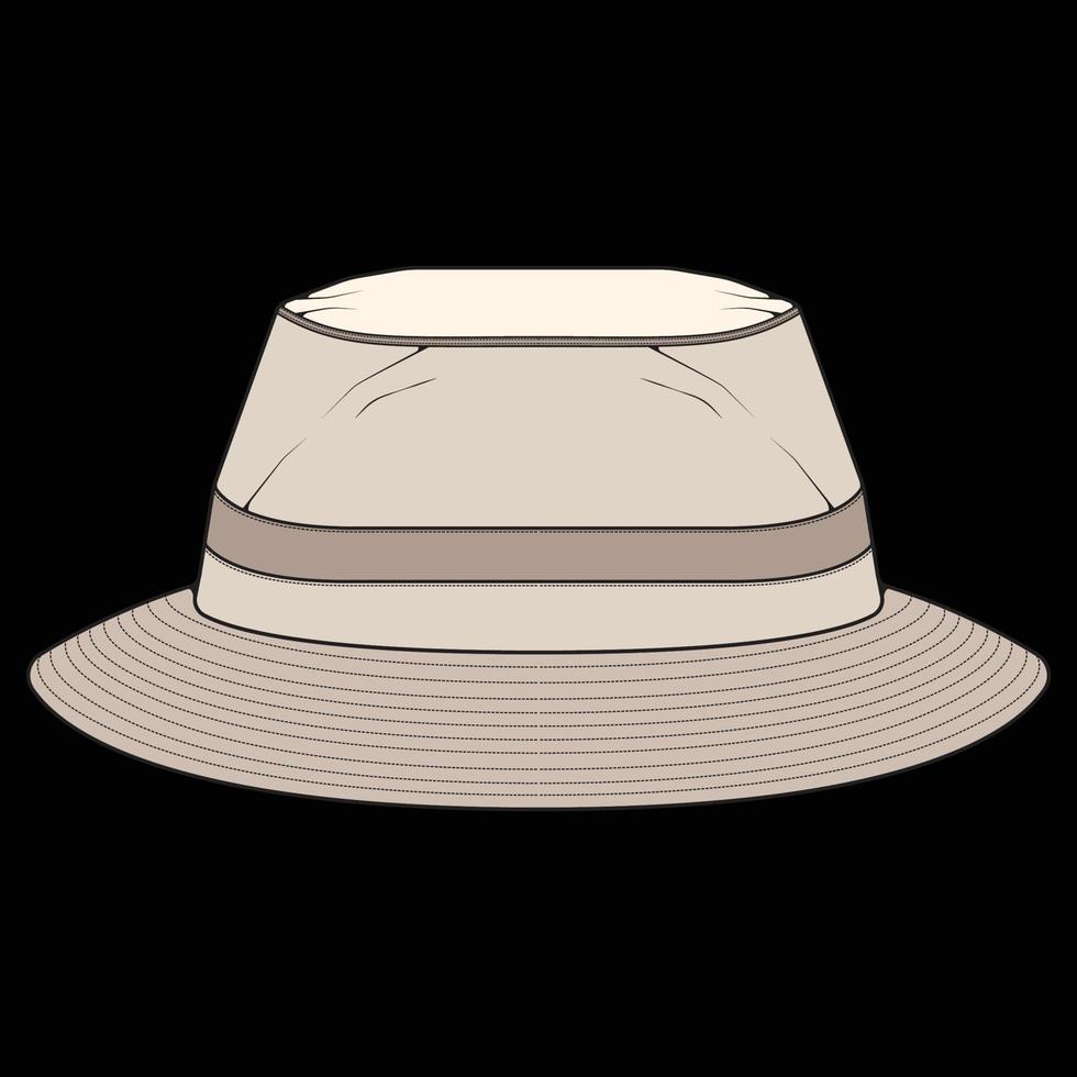 bucket hat outline color block vector, bucket hat in a full color style, trainers template outline, vector Illustration.