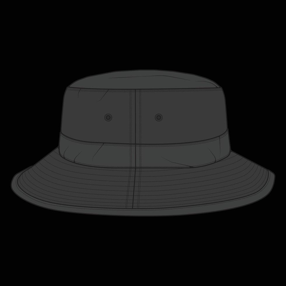 bucket hat outline color block vector bucket hat in a full color style