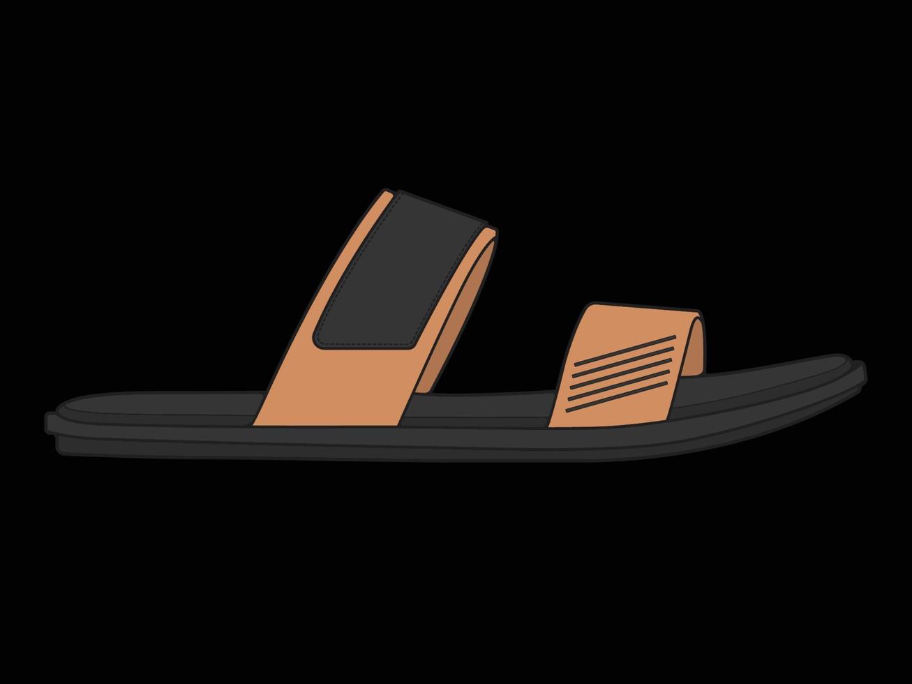 sandal vector illustration with black background . Summer shoe of sandal cartoon.