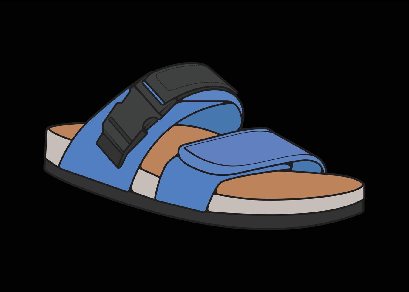 sandal vector illustration with black background . Summer shoe of sandal cartoon.